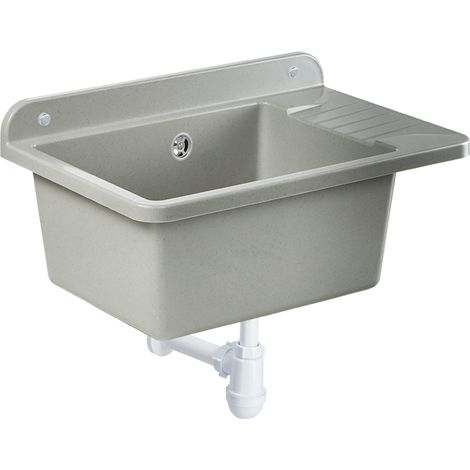 GOSPO Ausgussbecken aus Polypropylen, 50,5 x 34 x 26,5 cm, Grau (1/5)