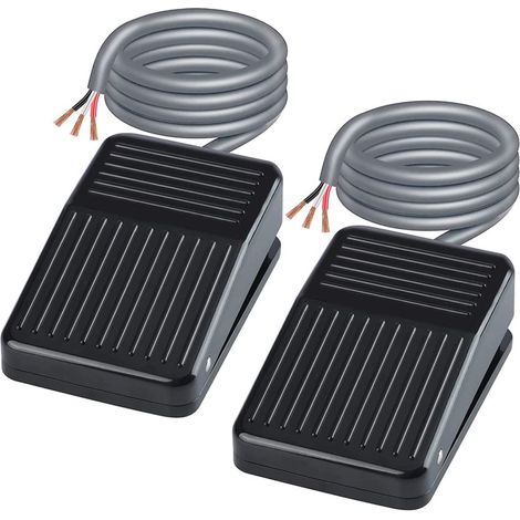 Interrupteur à pédale - 2 pièces - Plastique - Momentané 5A 250V - Scie circulaire et perceuse - Noir 1m (1/5)
