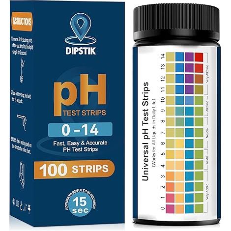 Bandelettes de test pH (0-14) - Bandelettes de test pH pour l'eau potable, les aquariums, les piscines, les spas, 100 bandelettes de papier de tournesol pour tester le pH (1/5)