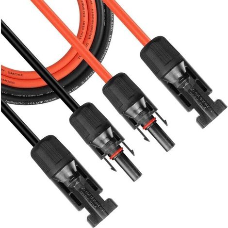 Trywise 3m 2xCâbles d'Extension 6 mm²/10 AWG, pour Panneau Solaire Photovoltaique avec IP65 Etanche avec Connecteurs Femelle et Mâle sur Câble de raccordement (1/4)