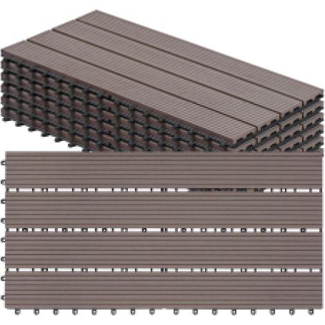 WOLTU 6x Suelo de WPC Baldosas de Madera Exterior para Porche Patios Jardin 30 x 60 cm 1m² Suelo de Exterior Compuesta Azulejos Baldosas de WPC para Terraza Marrone