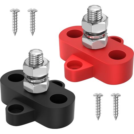 12-V-150-A-Stromschiene, Stromverteilerblock, 5/16"-Einzelbolzen-Batterieanschluss, für Anwendungen in der Schifffahrt, im Automobilbereich, auf Booten und in Solaranlagen – Plus- und Minuspol (1/5)