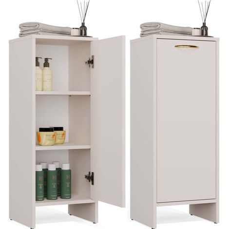 NINA 1d mobile bagno - 1 porta, 3 mensole - 35x90x30 cm - cachemire (1/5)