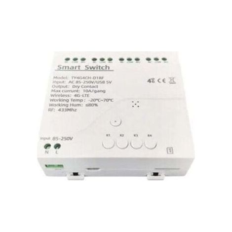 Switch smart Tuya 4G LTE, il relè di applicazione GSM 433 MHz, senza controllo, a 4 canali, controller, rimovibile, AC 85-250 V (1/5)