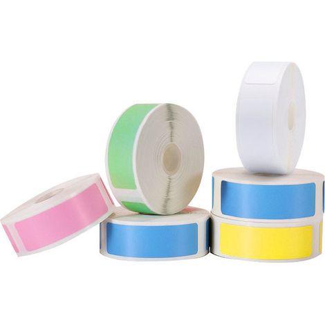 3 rouleaux d'étiquettes thermoadhésives 12 mm x 40 mm, compatibles avec l'imprimante d'étiquettes P15, rose+jaune+bleu, 160 étiquettes/rouleau (1/5)