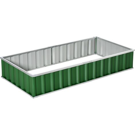 Carré potager modulable 174x90x30 cm acier galvanisé vert, assemblage sans outil, gants inclus, bac à plantes pour jardin extérieur (1/5)