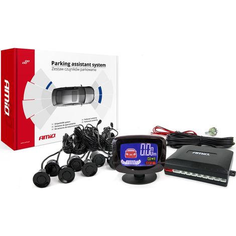 Kit de sensores de estacionamiento, sensores de reversa LED, gráfico, 8 sensores, negro, amio-01559 (1/5)
