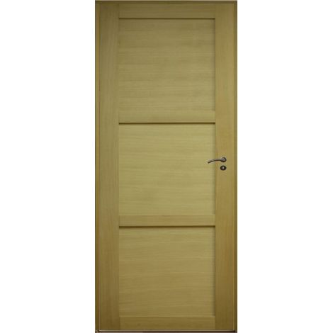 Gdmenuiseries – Bloc porte 3 panneaux en ayous H204 x L83 cm – Ouverture poussante gauche – Design moderne pour intérieur – Fabrication française (1/5)