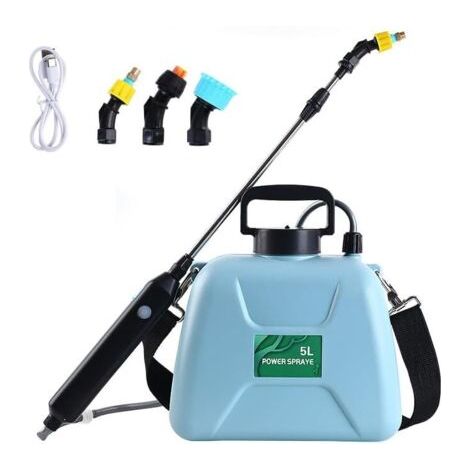 royaluxe -Arrosoir électrique de jardin 5 L, batterie 2400 mAh, longueur jusqu'à 60 cm, pour pulvériser et nettoyer les plantes du jardin - Bleu (1/5)