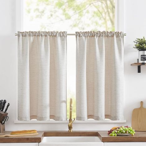 Short Kitchen Half Curtain 90L x 90H (cm) 2 Panels with Small (1/3)