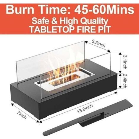 [JAMAIS UTILISÉ]Lot de 2 foyers de table, intérieur et extérieur, cheminées de table à l'éthanol pour terrasse, jardin, salon, dîner de famille, fête, fête des mères (métal noir) (1/3)
