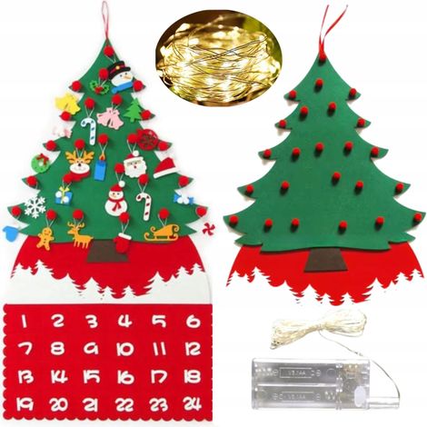 Decorazione per calendario dell'Avvento con tappetino in feltro a forma di albero di Natale per bambini E3M (1/5)