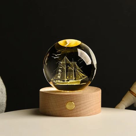 Boule de cristal 3D de 6 cm, gravée au laser, décoration de bureau pour la maison (1/2)