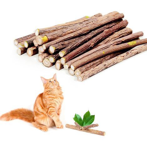 Bâtons à mâcher en bois de matatabi naturel pour chat, jouet de soin dentaire et anti-stress pour félins, aide au nettoyage des dents et à la digestion (1/5)
