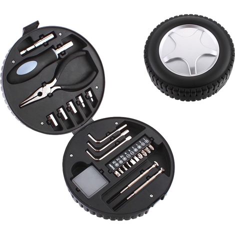 Juego de herramientas compacto de 24 piezas, kit de reparación portátil con puntas de destornillador, para coche, viajes y oficina, llaves de vaso y herramientas de precisión. (1/4)