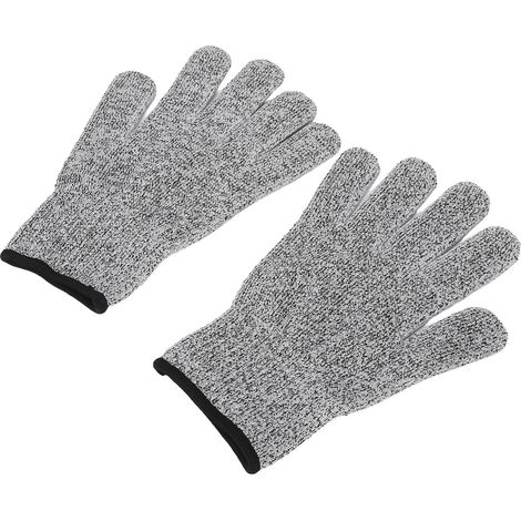 Lot de 2 gants anti-coupure niveau 5, gants de travail résistants pour cuisine et jardin, gris (1/5)