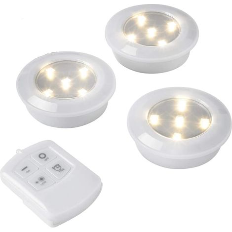 Ensemble de 4 lampes LED à pression pour sous-meuble, blanc chaud, avec télécommande (1/5)