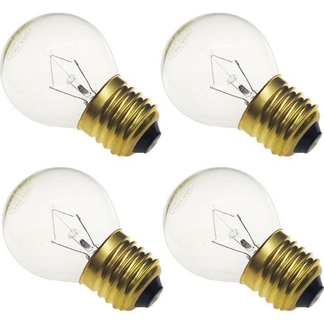Ampoule pour four 40 W Haute température 230 V Transparente 415 lumens Culot E27 en laiton moyen Lot de 4 (G45) (1/5)