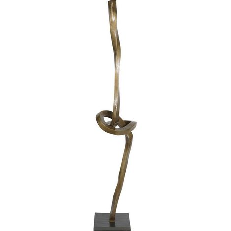 Charlie Textured Abstract Sculpture - Aluminium - L30 x W30 x H158 cm - Antique Brass