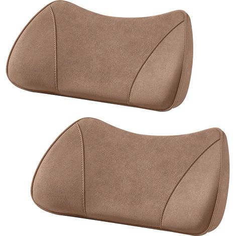 (Marron, lot de 2) Rehausseur de siège auto 2 en 1 universel pour conducteur, coussin lombaire en mousse à mémoire de forme, coussin inclinable en suédine, hauteur de siège réglable (1/5)