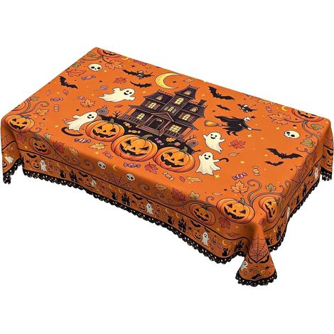 Nappe Halloween Protecteur Imperméable Réutilisable Lavable Protège-Table Halloween Pour Pièce Anniversaire Dîner Cuisine Intérieur Extérieur Fêtes (1/5)
