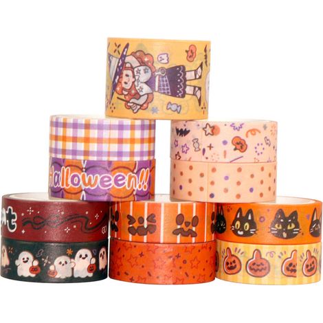 Ruban adhésif décoratif Washi, lot de 11 rouleaux, idéal pour le scrapbooking, les loisirs créatifs et l'emballage cadeau. Longueur : 5 m largeur : 15 mm. (1/5)