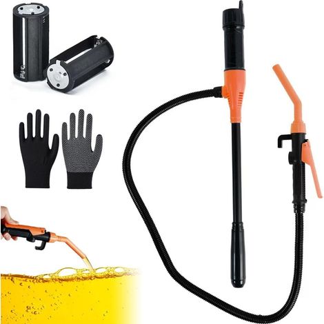 Pompe de transfert électrique, pompe à essence pour bidon avec 1 paire de gants, pompe à carburant 2,4 GPM alimentée par batterie, pompe à huile électrique portable pour essence diesel (1/5)