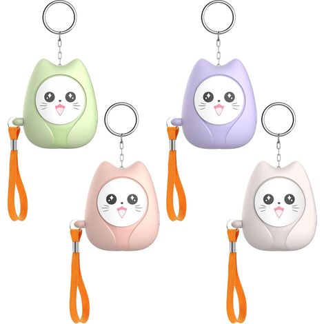 Alarme personnelle : lot de 4 alarmes de poche 130 dB pour femmes, sirène d'autodéfense avec lumière LED et porte clés, alarme de sécurité personnelle (1/5)