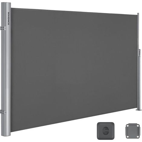 Lot de 2 stores latéraux brise-vue 160 x 400 cm protection soleil et vent style contemporain en polyester gris foncé (1/2)