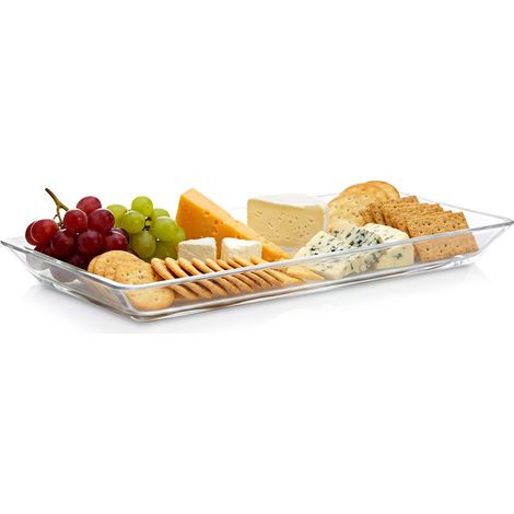Rechteckige Glasplatte/Servierplatte für Geschirr und Snacks (1/5)