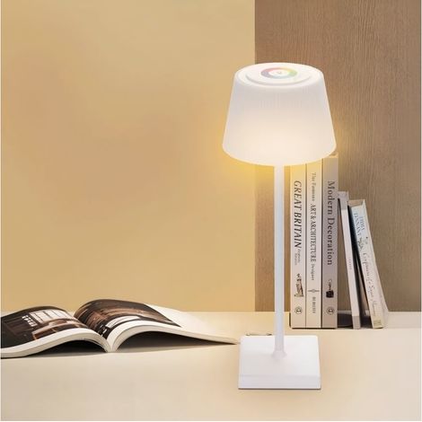 Abat-jour LED rechargeable 4W, RGB+CCT réglable par toucher blanc, lumière d'ambiance sans fil pour chambre et camping