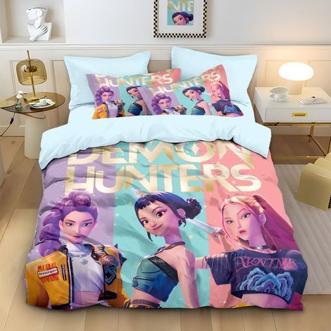 Ensemble de literie 3 pièces Kpop Demon Slayer, adapté aux chambres et aux chambres d'amis, 1256, 245x210cm-FF-[NX]