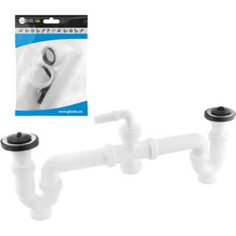 Sifón Curvo Doble Extensible S/Orientable + Reductora + Una Toma Aux, GENIL.