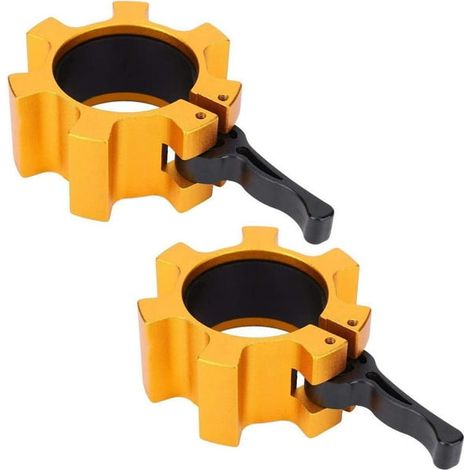 Lot de 2 pinces pour barre olympique de 5 cm (2 pouces), pinces de verrouillage à dégagement rapide pour barres olympiques, clips de fixation pour disques de poids, idéal pour l'entraînement, le fitne (1/5)