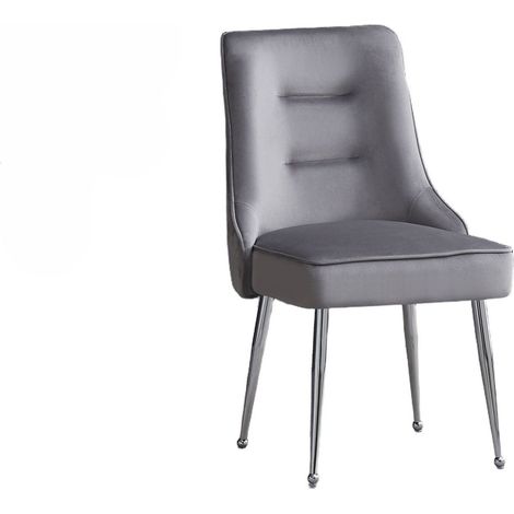 Lot de 2 chaises luxury ZIP en velours pieds chromés - Gris (1/3)