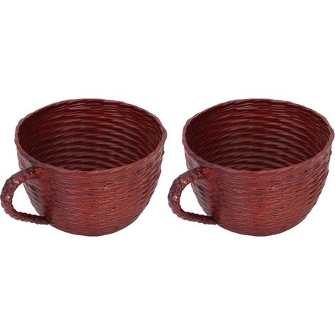 Lot de 2 Pots Plantes Grasses Tressés Forme Gobelet Adorables Robustes Polyvalents Jardinières pour Maison Balcon Intérieur Bureau (1/5)