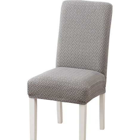 Housse Assise Chaise Elastique Jacquard Extensible Housse de Chaise Gaufrée pour Salle à Manger (gris clair, 39×50cm,2piece) (1/4)