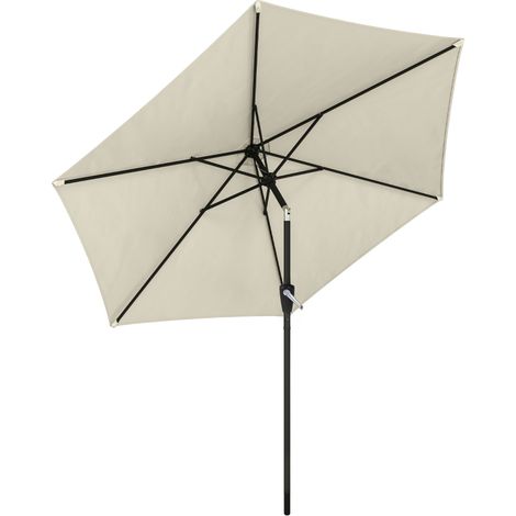 Parasol Inclinable 270 Cm Avec Manivelle Et Protection UV 50+, Parasol De Jardin Et Balcon Résistant Au Vent, Blanc Crème