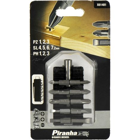 BLACK&DEKER - PIRANHA SET 10 LAME MISTE 25MM + ADATTATORE MAGNETICO