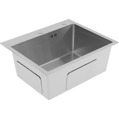 Évier de cuisine encastrable en acier inoxydable 304 grande capacité et design moderne dimensions 60 x 40 cm et 55 x 45 cm (55 x 45 cm) - Argenté (1/5)