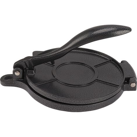 Presse à tortillas manuelle en alliage d'aluminium, outil idéal pour la préparation de pizzas et de galettes de maïs, 16 cm, noir. (1/5)