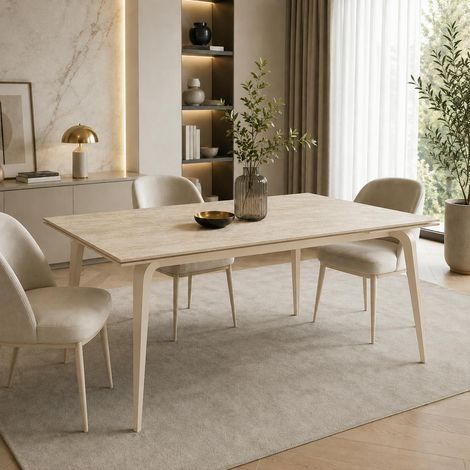 Table céramique à décor travertin 160-240 cm LORA
