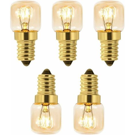 Lot de 5 Ampoule à Sel 15W E14 T22, Incandescence Blanc Chaud 2700K, 80LM, AC 230V, Ampoule Four 15w 300°, Pour Four, Frigo, Lampe de Sel, Fours Grill (1/4)