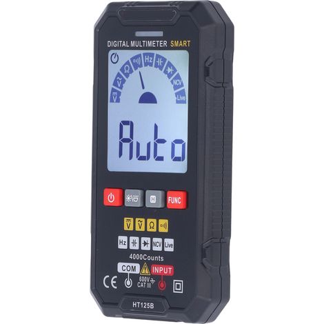 Multimètre numérique HT125B affichage digital précis testeur voltampèremètre ohmmètre détecteur fil sous tension DOM DC AC 400V 600V ABS piles AAA (1/5)