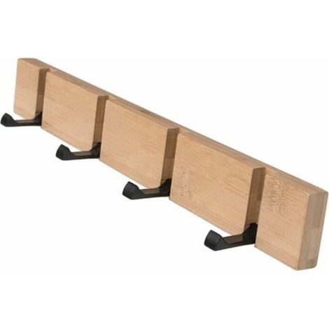 royaluxe - Patère bois métal 4 patères en 40x5,5x2cm À l'intérieur et à l'exterieur (1/4)
