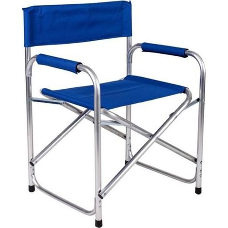 TrAdE Shop Traesio - Sedia Regista Blu Pieghevole In Ferro Per Campeggio Mare Spiaggia Giardino 285007 - (1/3)