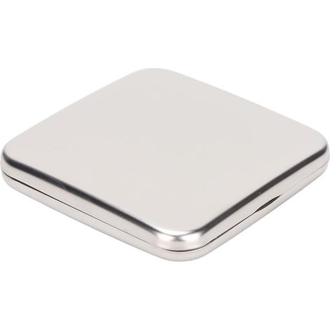 Miroir de poche pliable double face en acier inoxydable, compact et portable pour sac à main et voyage, format carré. (1/5)