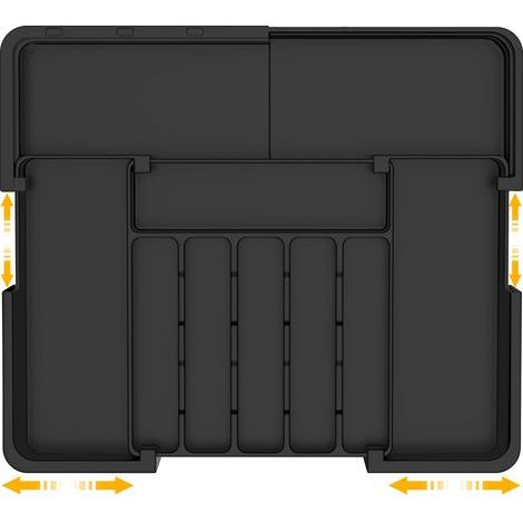 Range Couverts pour Tiroir, Rangement Couverts Tiroir Cuisine Avec 9 Compartiments, Range Couverts en Silicone 37 33cm, pour Rangement Des Couverts de Cuisine, Rangement à Tiroirs, Noir (1/5)