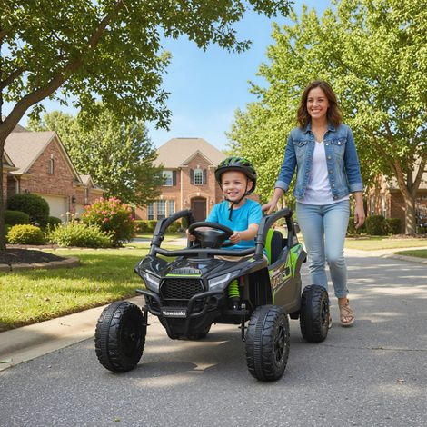 Kawasaki Teryx KRX 1000 Voiture électrique 12V sous licence pour enfants, télécommande, suspension arrière, noire