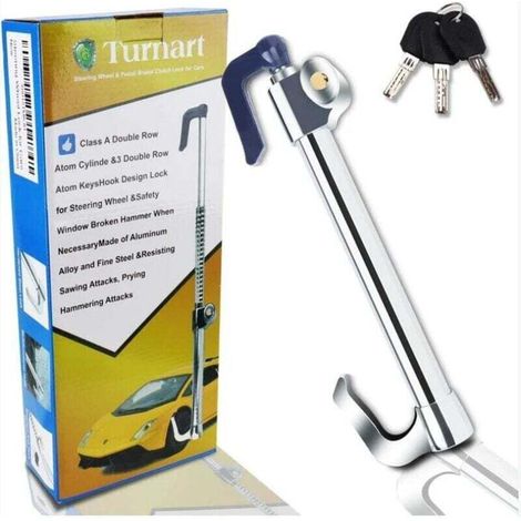 Antivol Volant, Canne Antivol Voiture, Bloque Volant Auto, FabriquÉ en Acier Inoxydable, avec 3 Clés (Gris)